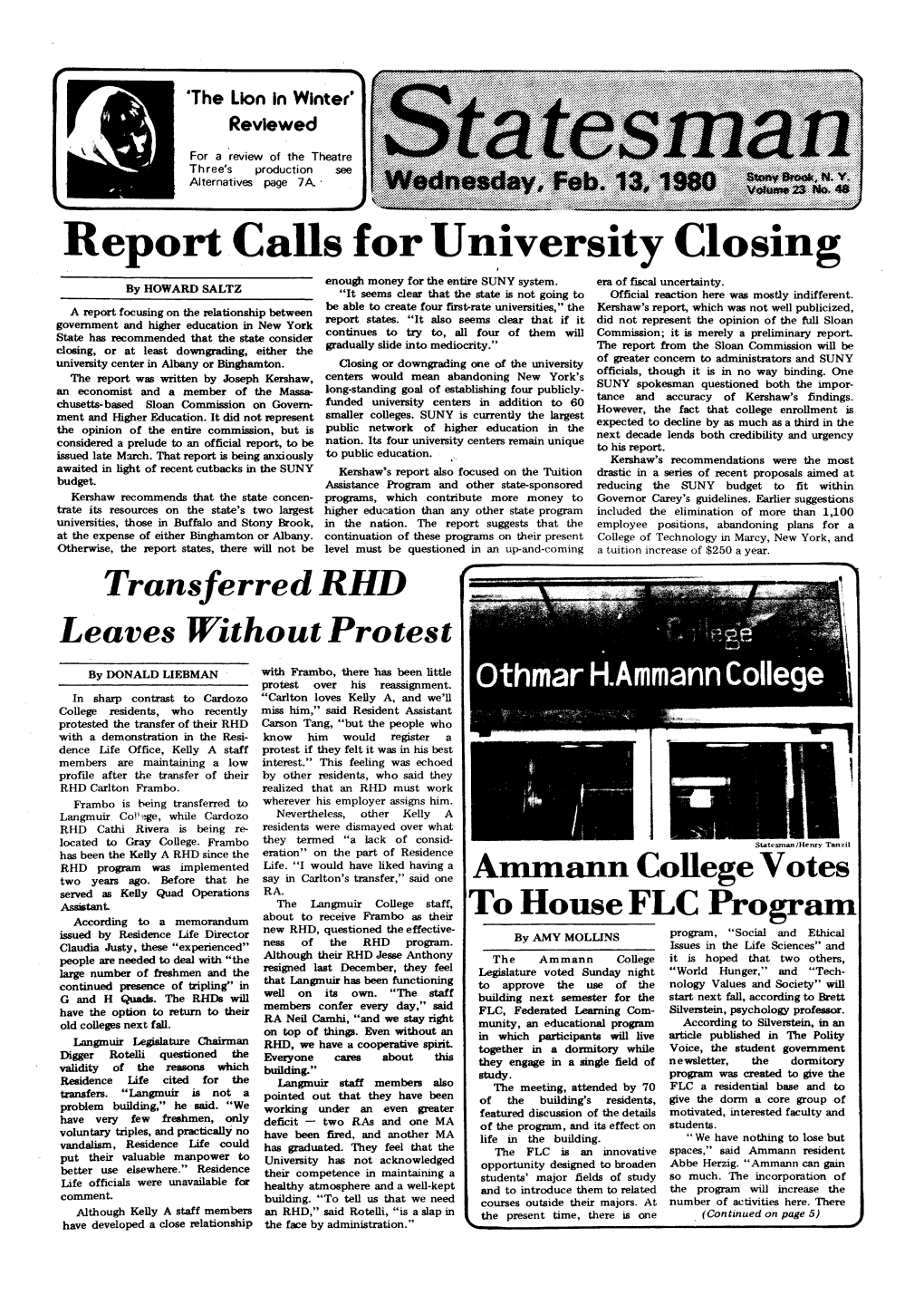 Report Calls for University Closingy Enough Money for the Entire SUNY System