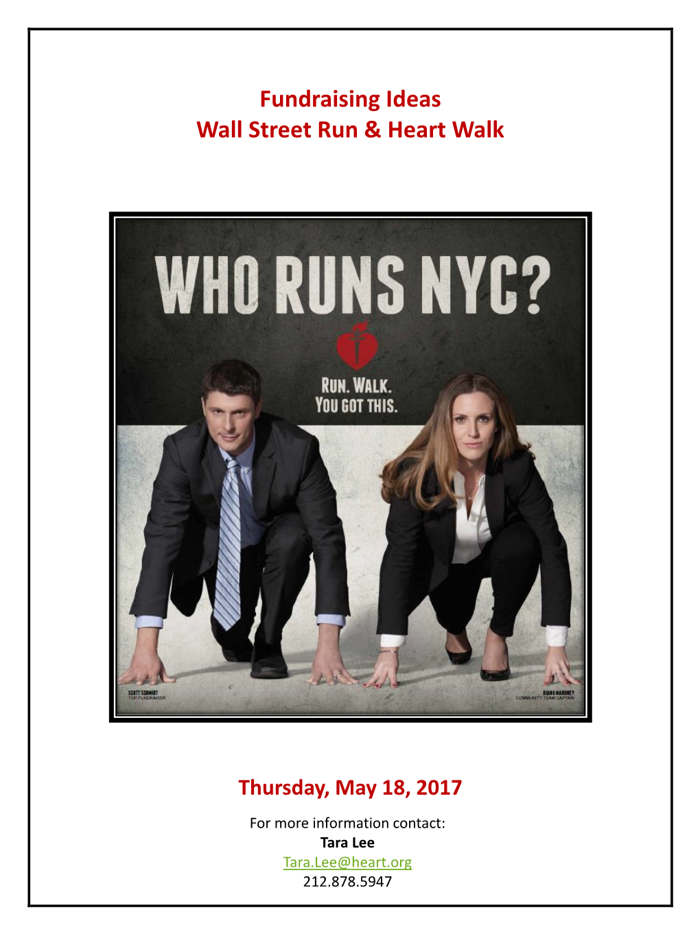 Fundraising Ideas Wall Street Run & Heart Walk