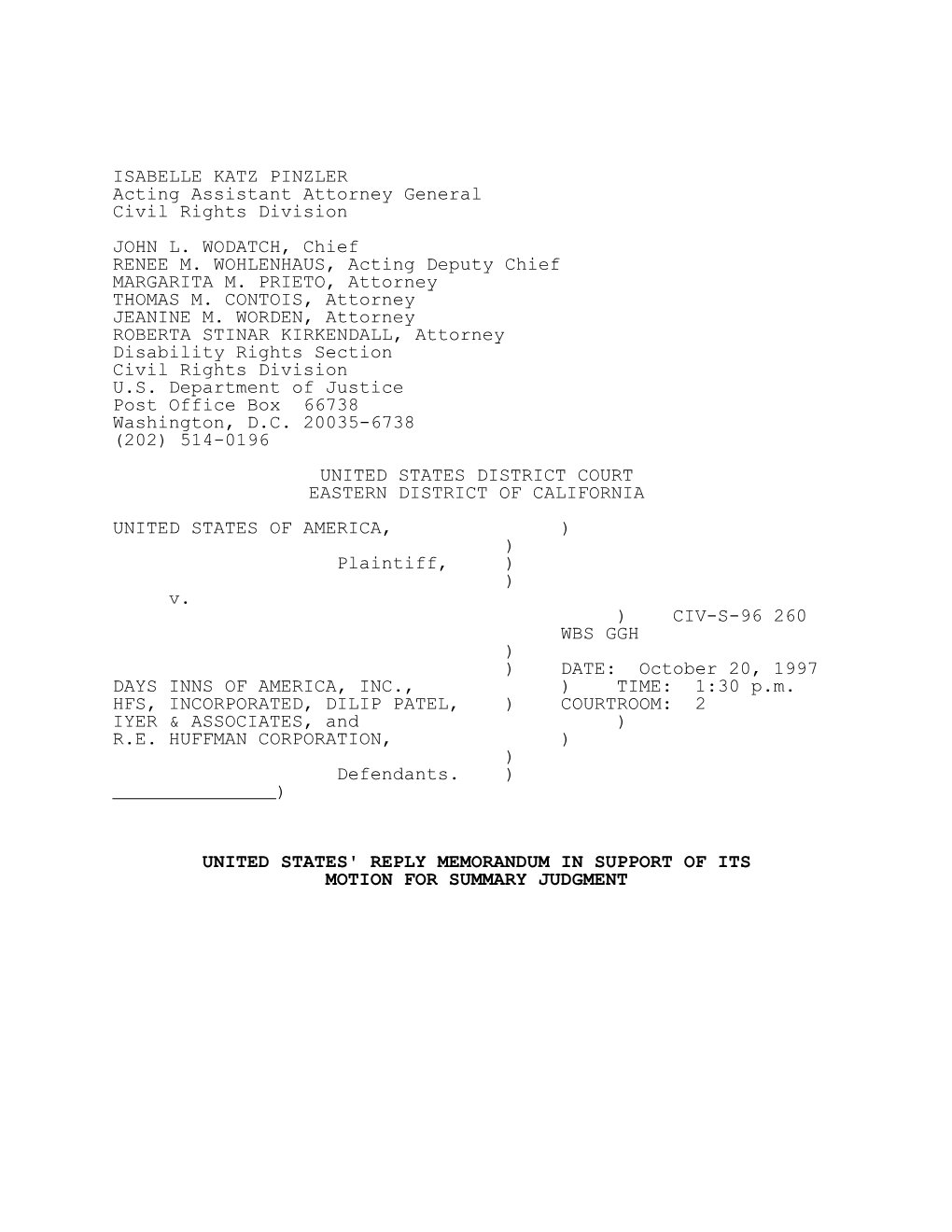 United States V. Days Inn of America, Inc