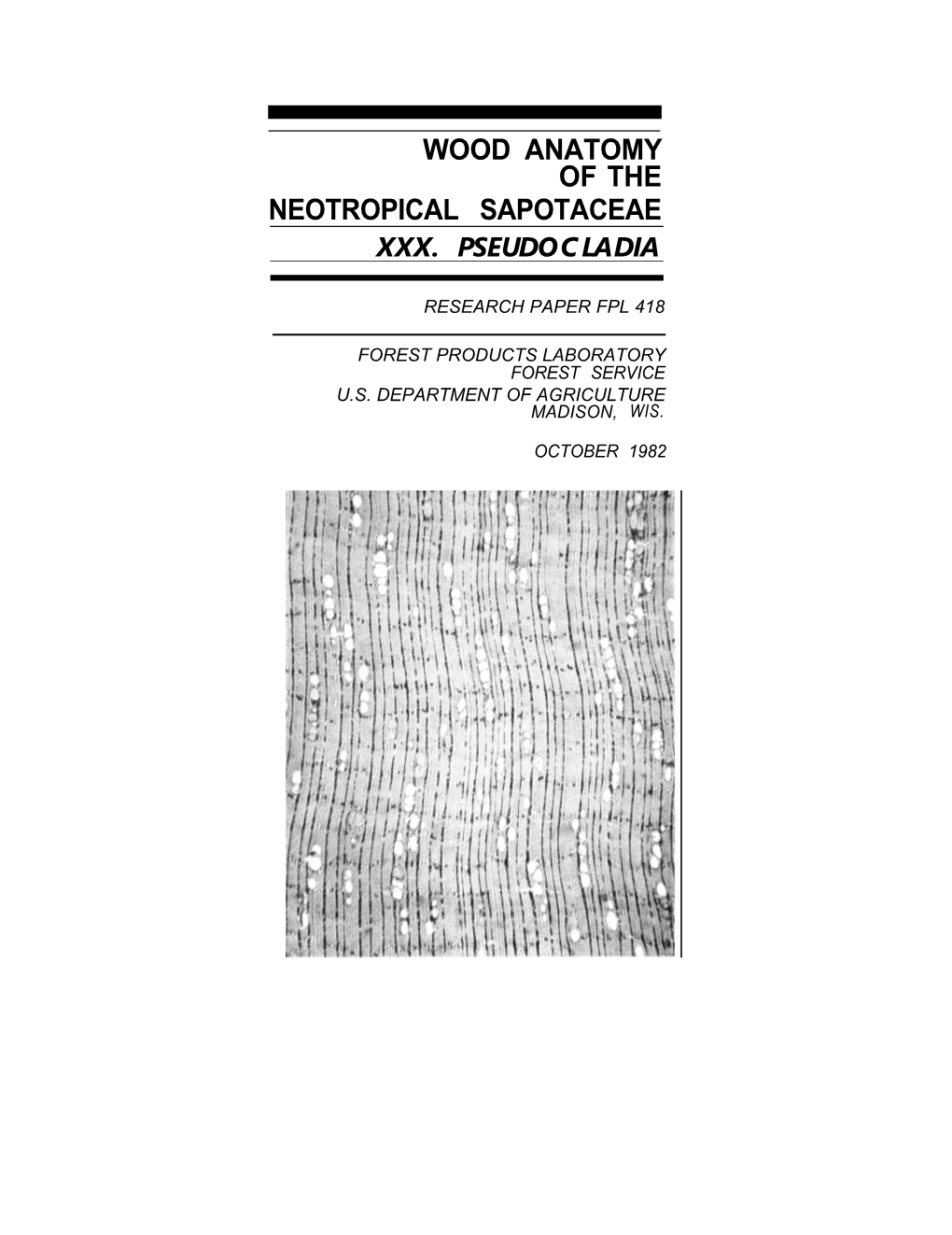 Wood Anatomy of the Neotropical Sapotaceae Xxx. Pseudocladia