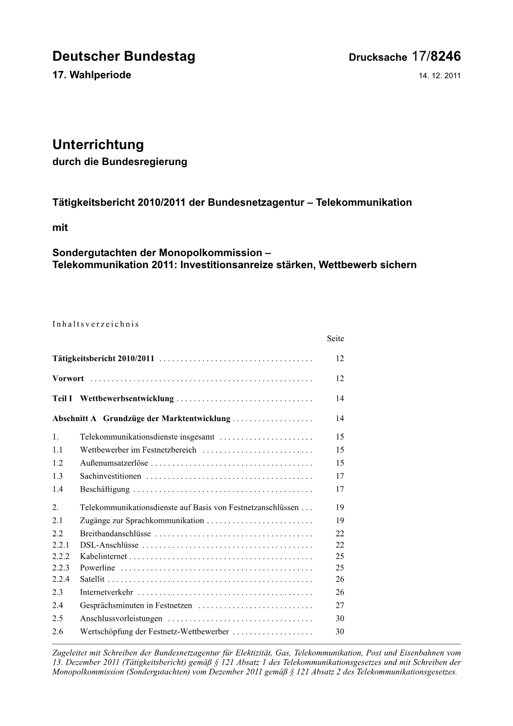 Deutscher Bundestag Unterrichtung