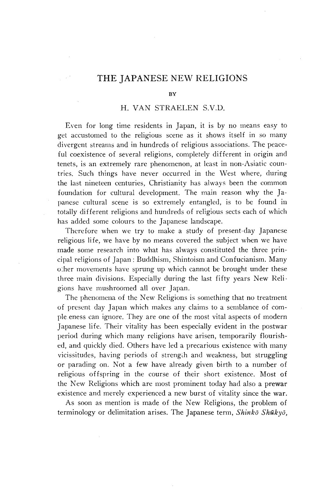 THE JAPANESE NEW RELIGIONS by H. VAN STRAELEN S.V.D. Even