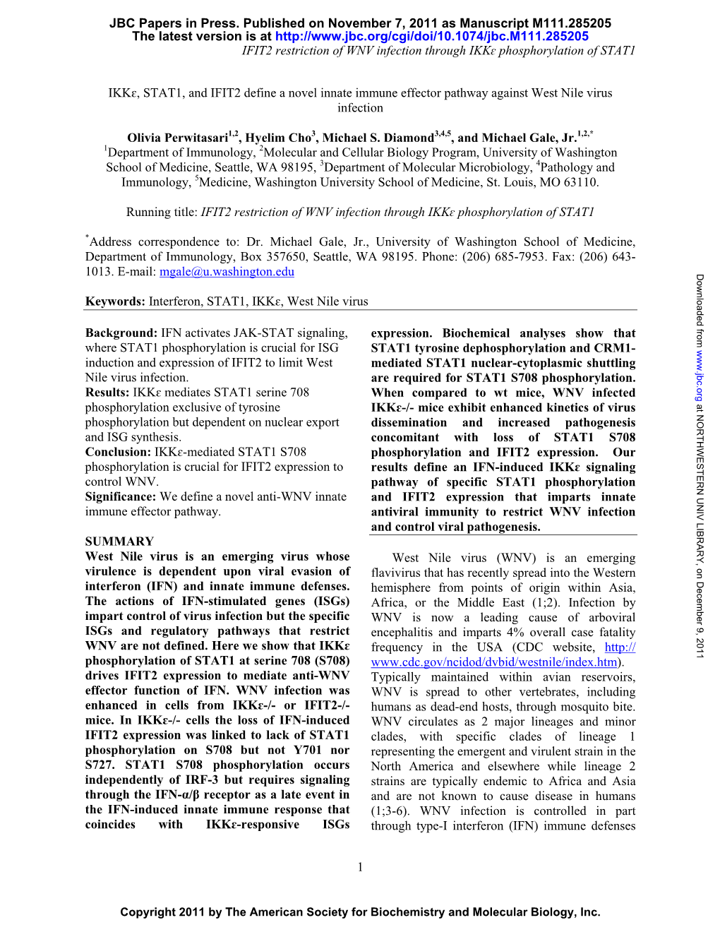 IFIT2 Restriction of WNV Infection Through Ikkɛ Phosphorylation of STAT1