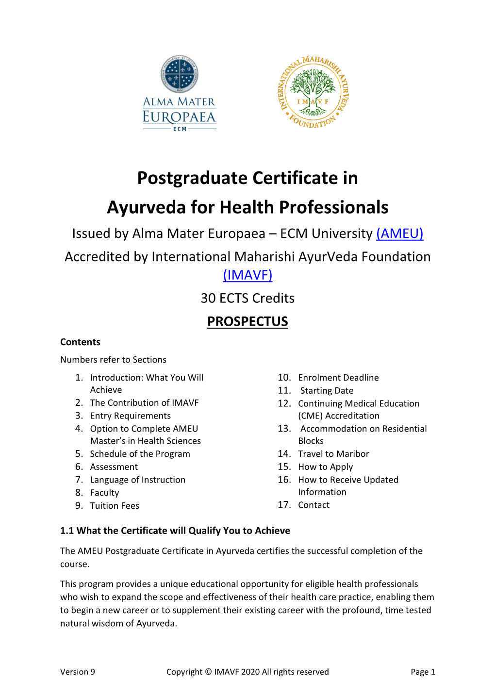 Postgraduate Certificate in Ayurveda for Health Professionals