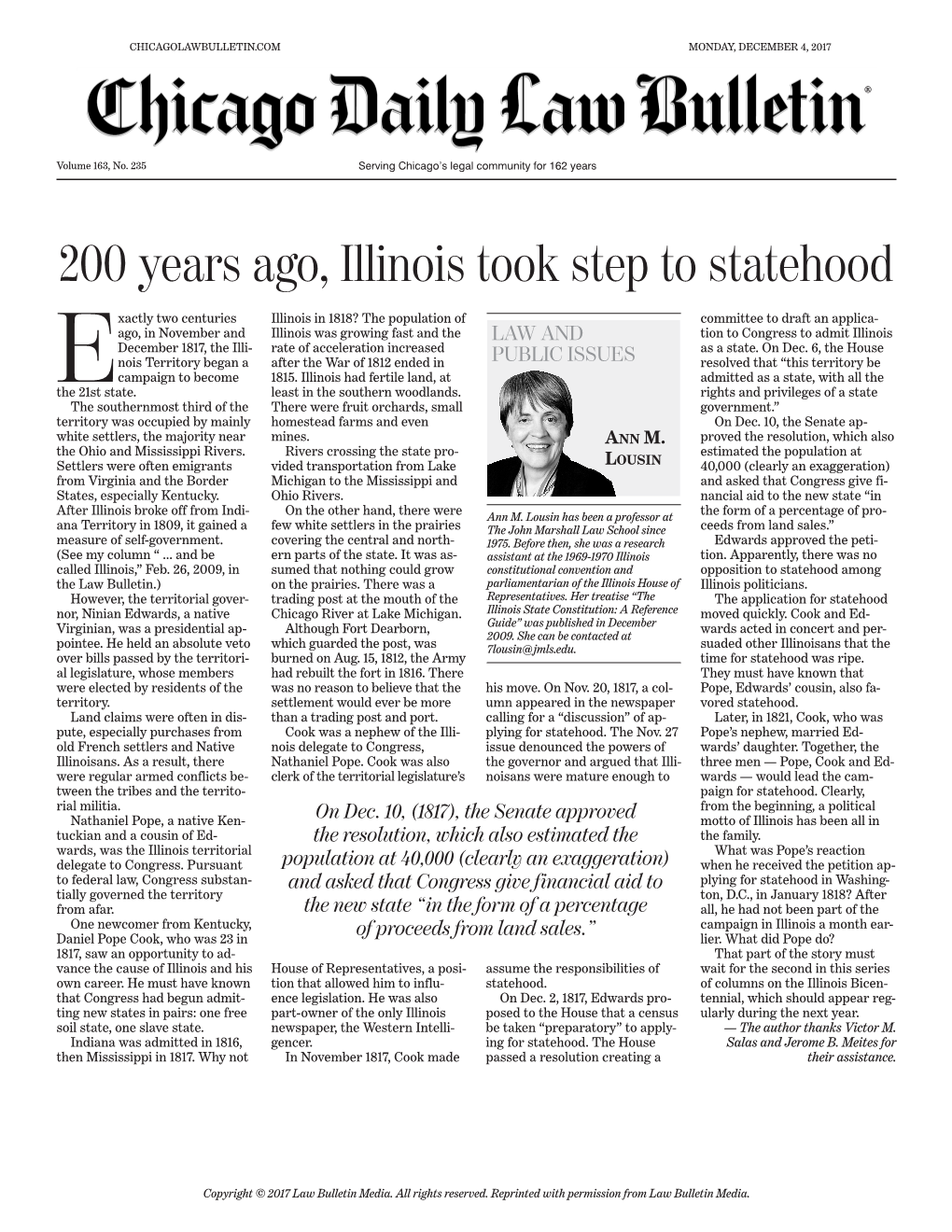 200 Years Ago, Illinois Took Step to Statehood