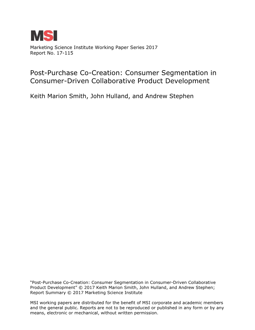 Post-Purchase Co-Creation: Consumer Segmentation in Consumer-Driven Collaborative Product Development