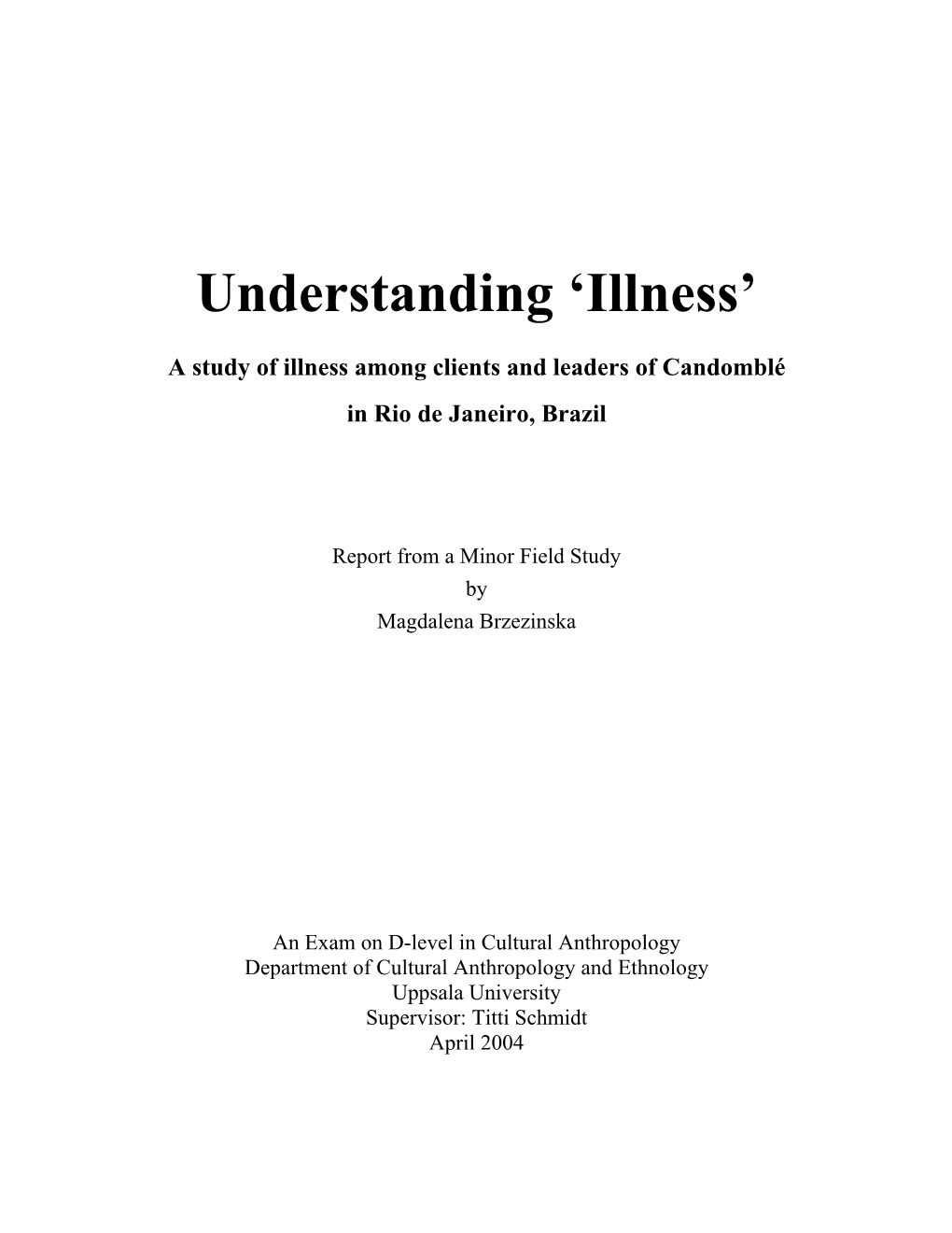 Understanding 'Illness'