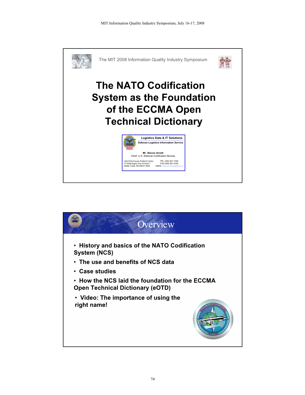 The NATO Codification System As the Foundation of the ECCMA Open Technical Dictionary