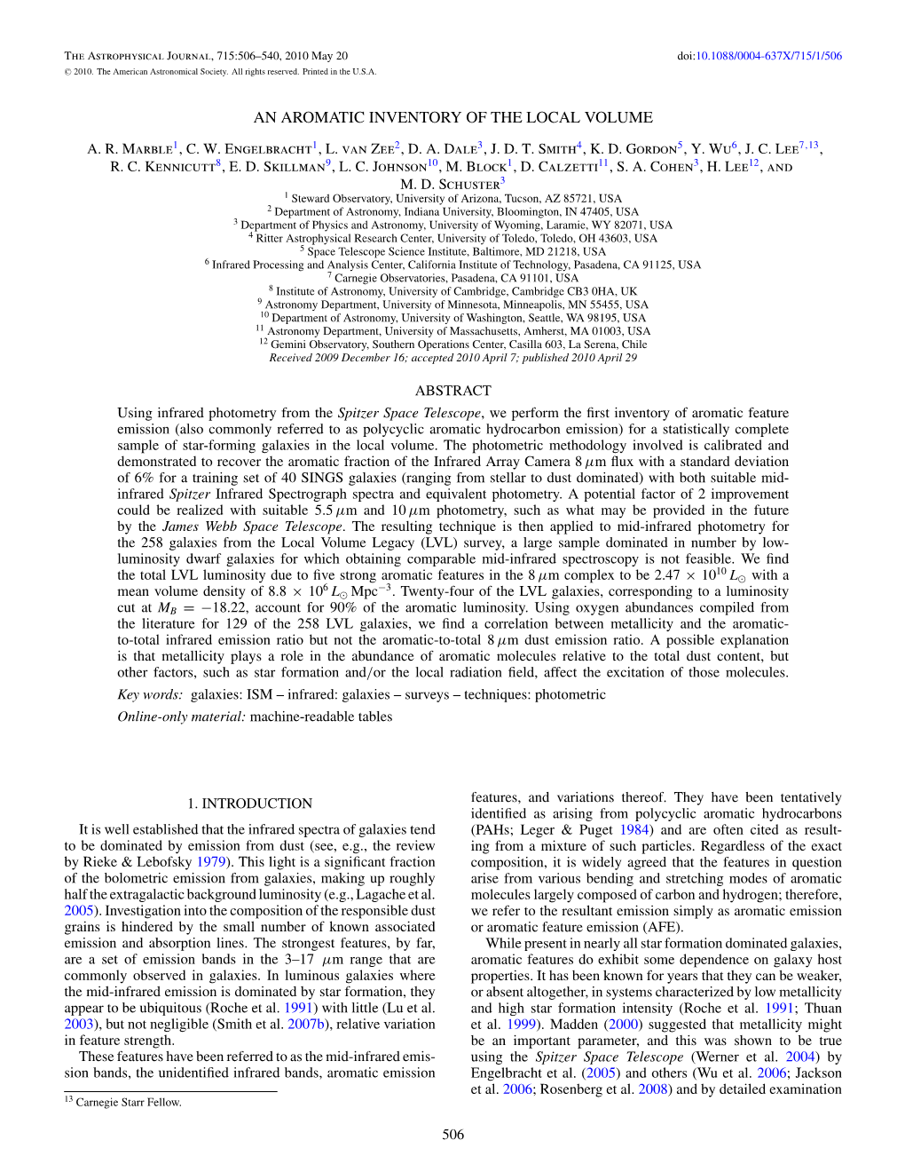 An Aromatic Inventory of the Local Volume