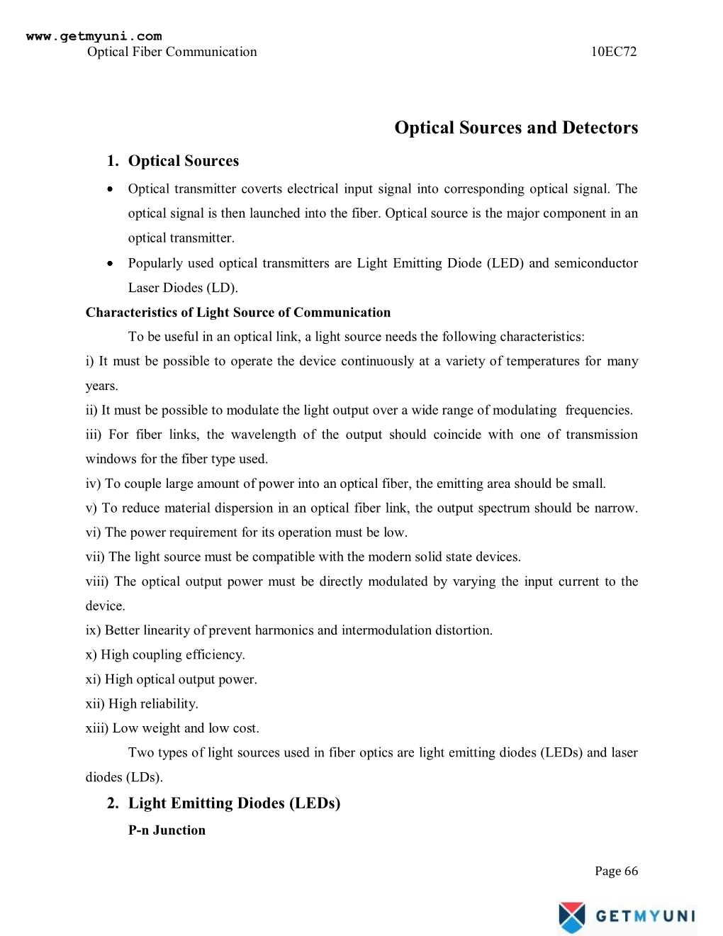 Optical Sources and Detectors 1