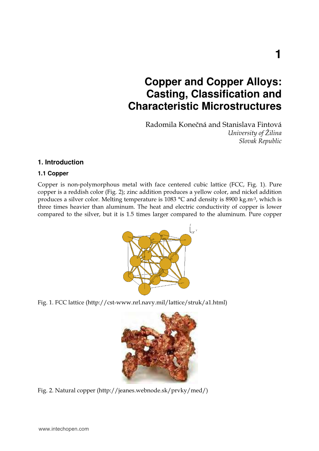 Copper and Copper Alloys: Casting, Classification and Characteristic Microstructures