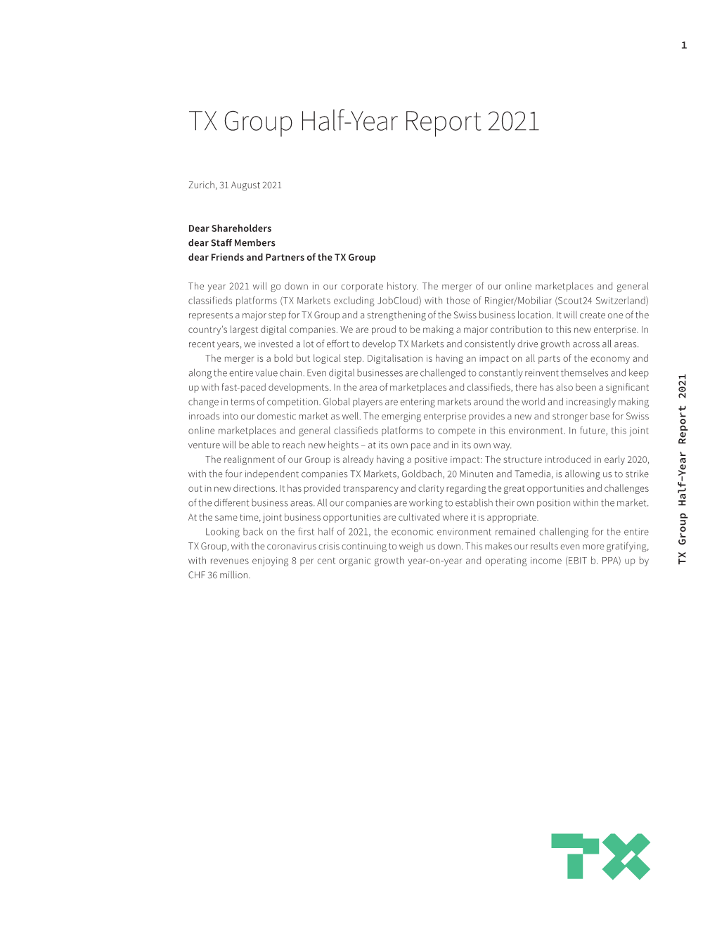 TX Group Half-Year Report 2021