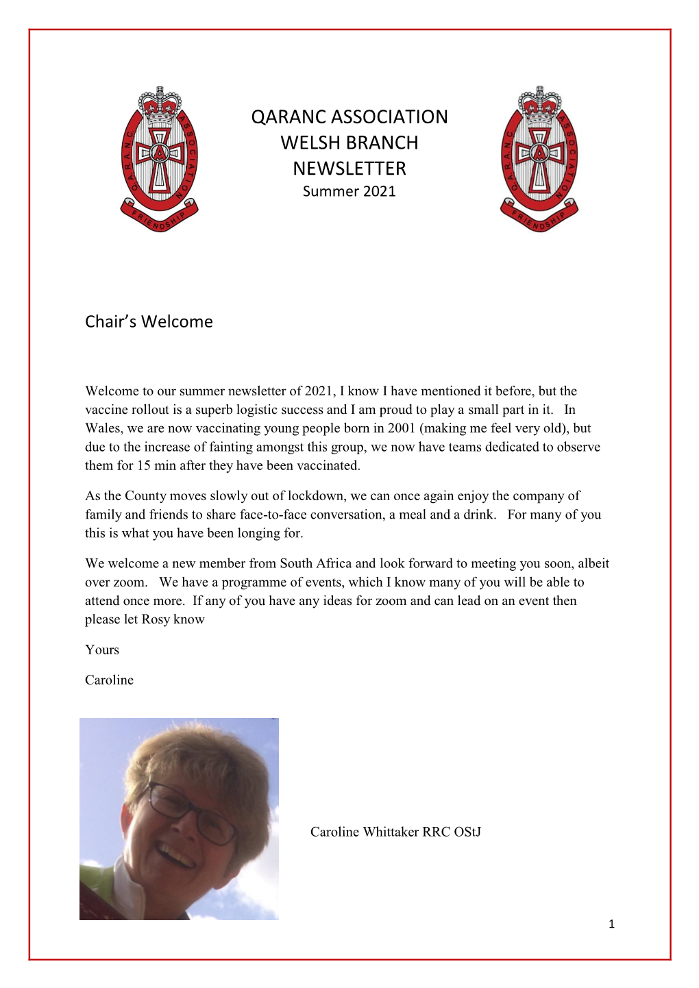 QARANC ASSOCIATION WELSH BRANCH NEWSLETTER Summer 2021