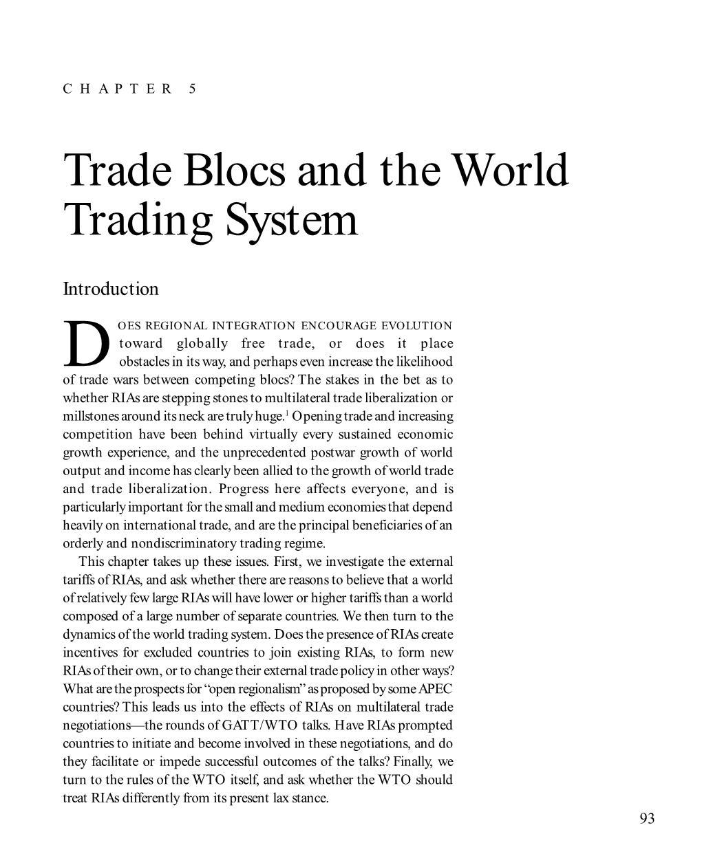 Trade Blocs and the World Trading System