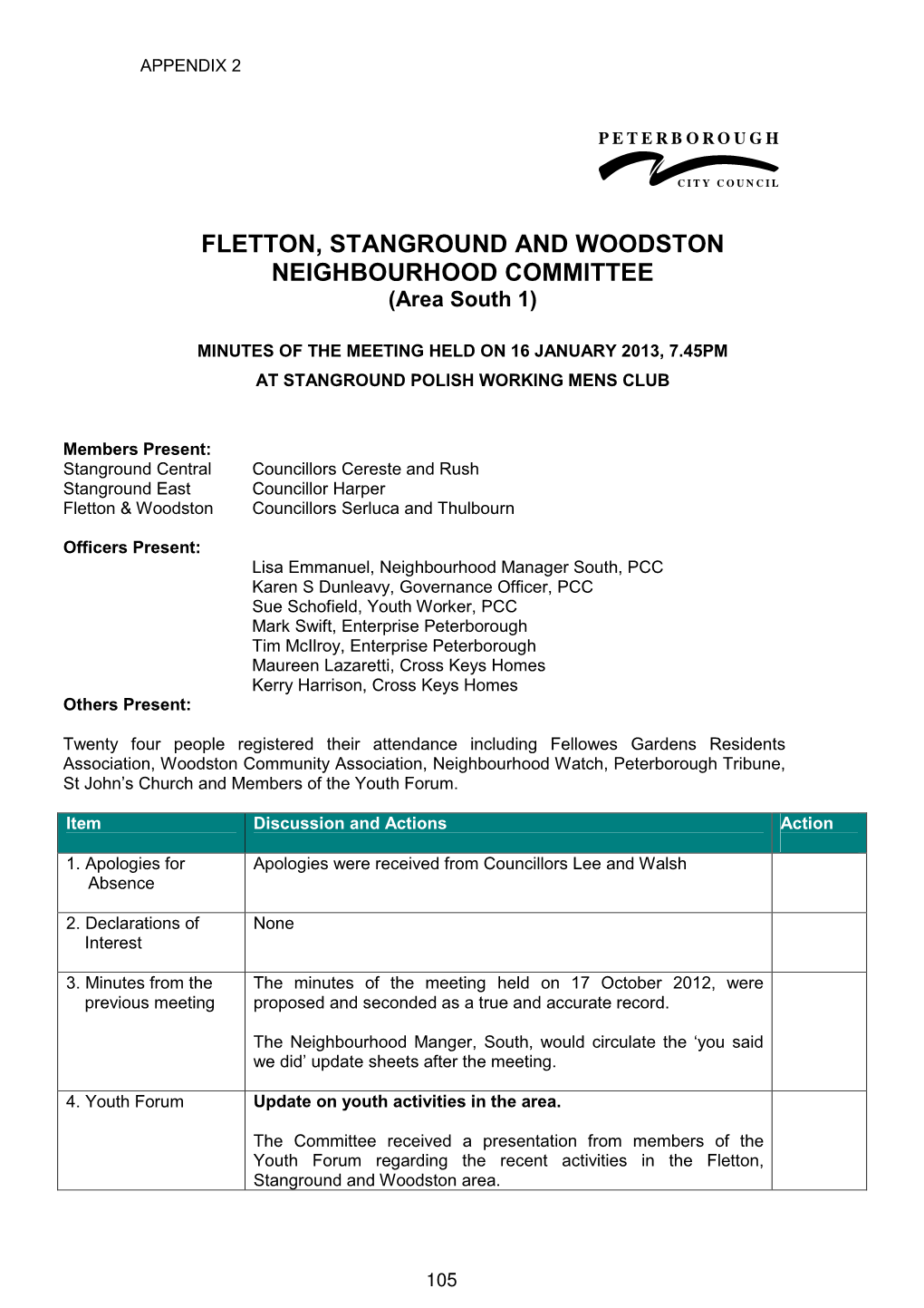 FLETTON, STANGROUND and WOODSTON NEIGHBOURHOOD COMMITTEE (Area South 1)