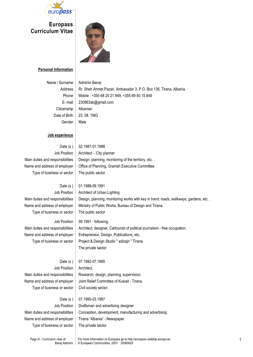 Europass Curriculum Vitae