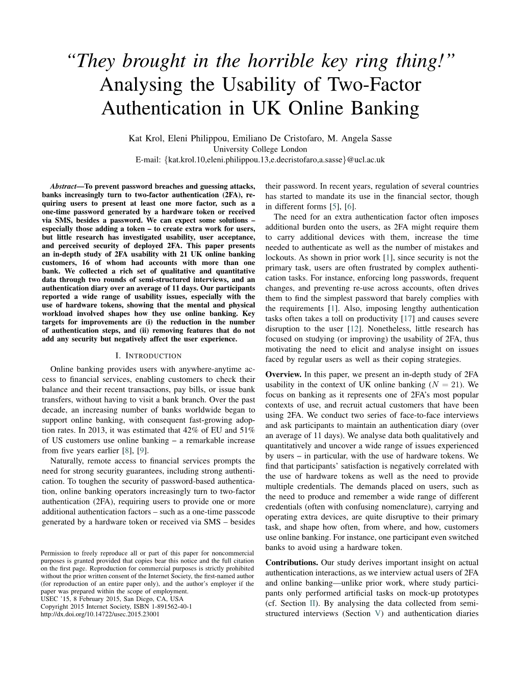 Analysing the Usability of Two-Factor Authentication in UK Online Banking