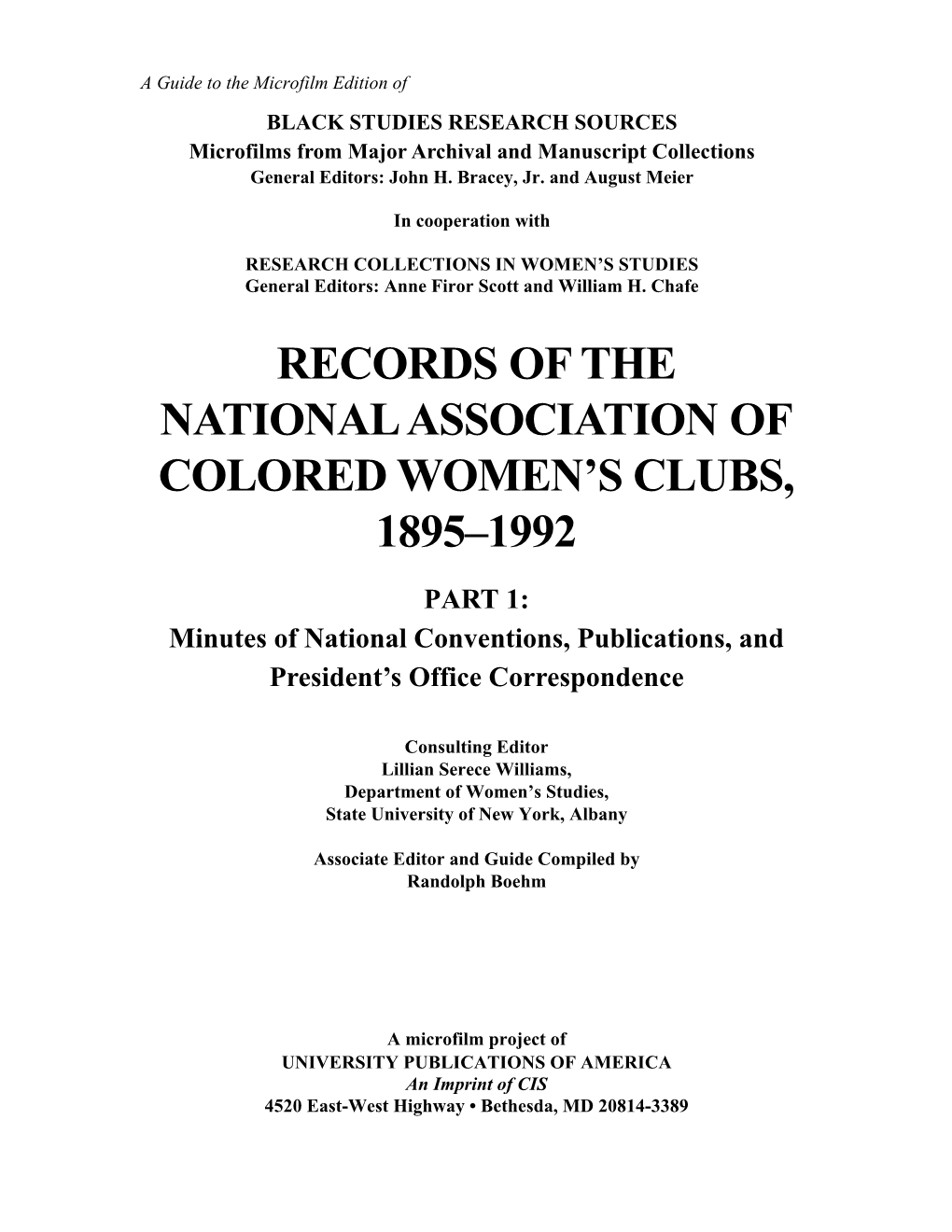 Records of the National Association of Colored Women's