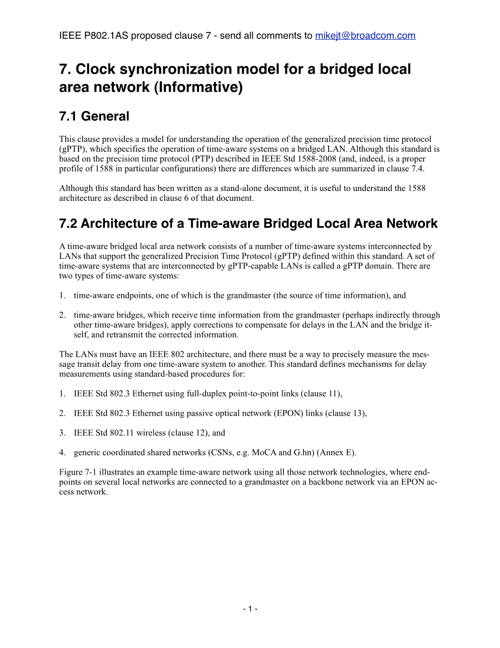7. Clock Synchronization Model for a Bridged Local Area Network (Informative)