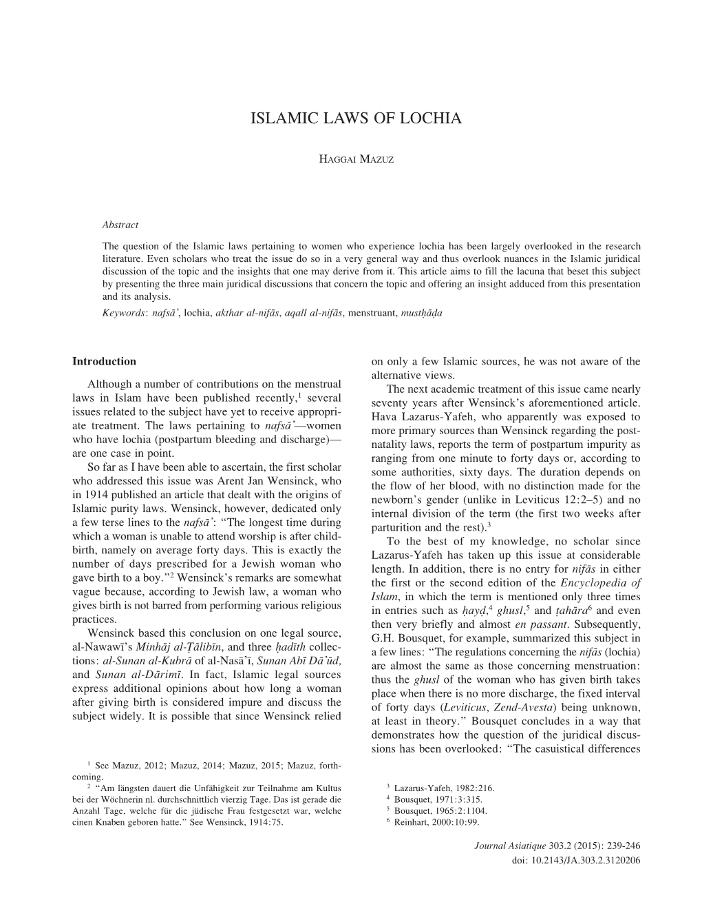 Islamic Laws of Lochia