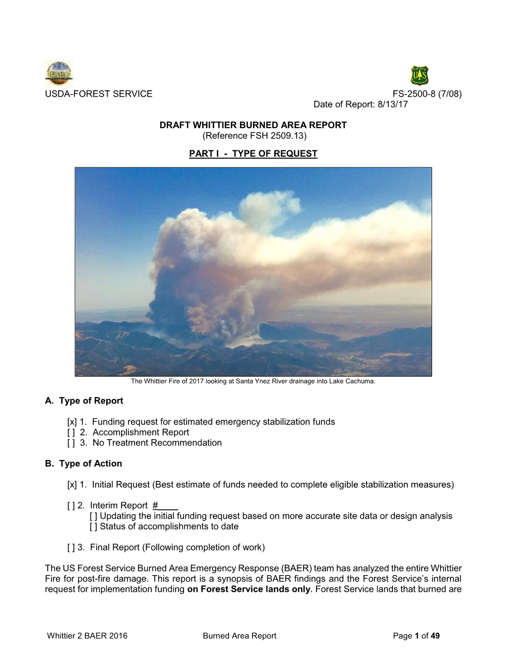 Whittier Burned Area Emergency Response 2017