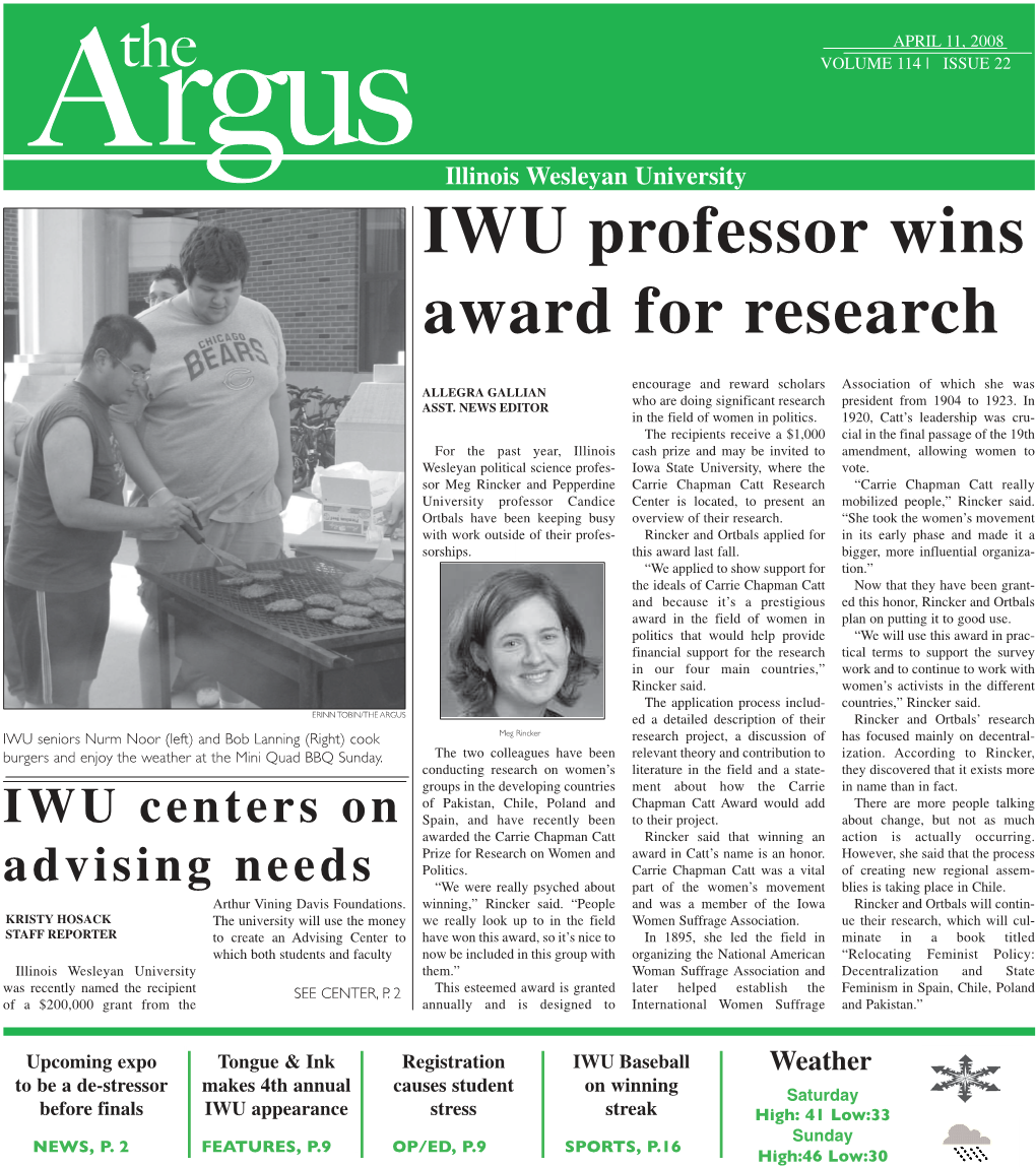 IWU Professor Wins Award for Research