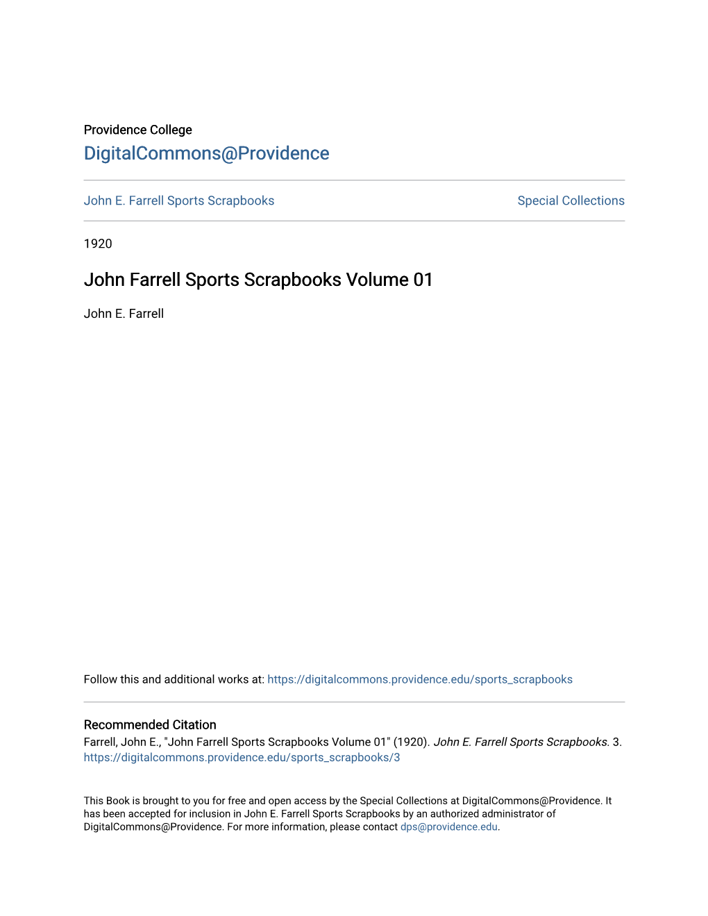 John Farrell Sports Scrapbooks Volume 01