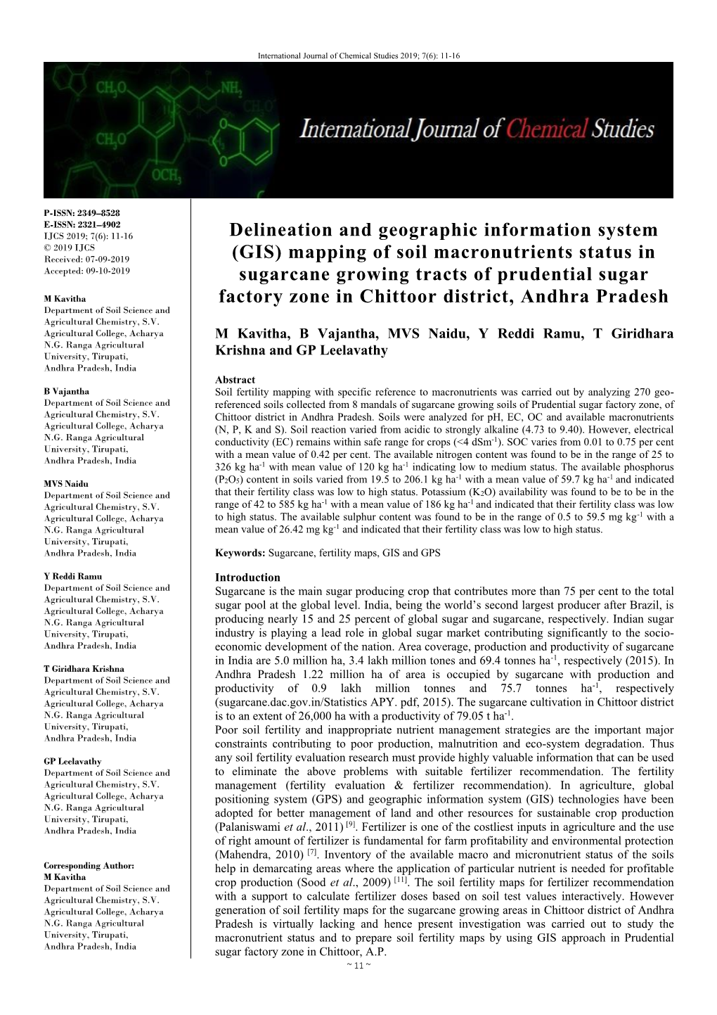 Mapping of Soil Macronutrients Status in Sugarcane Growing Tracts Of