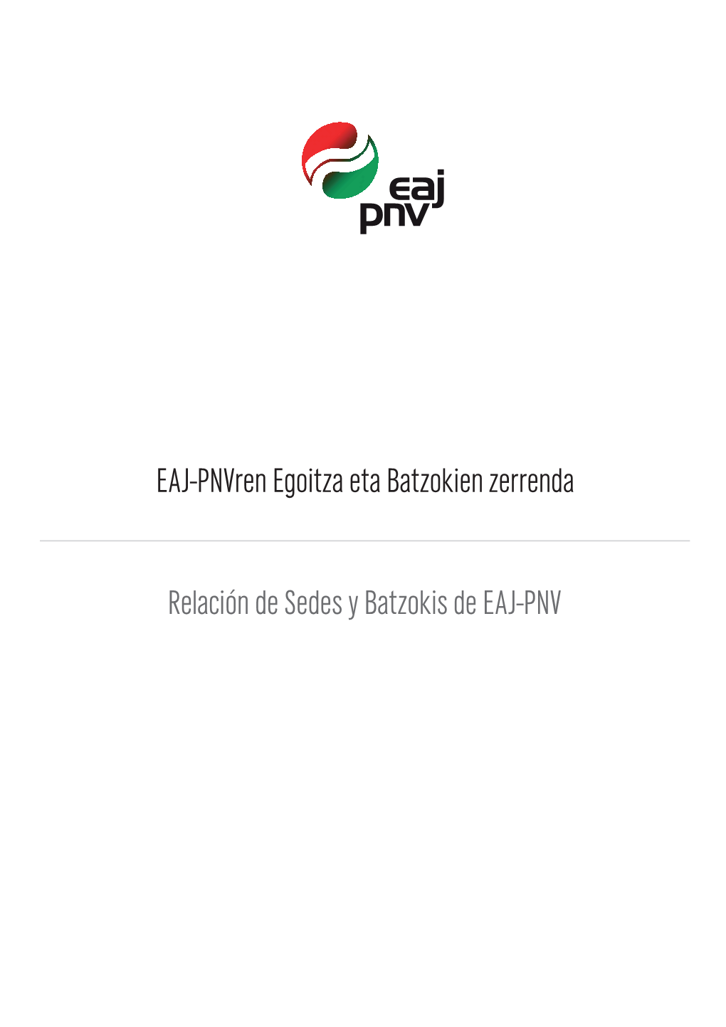 EAJ-Pnvren Egoitza Eta Batzokien Zerrenda Relación De Sedes Y