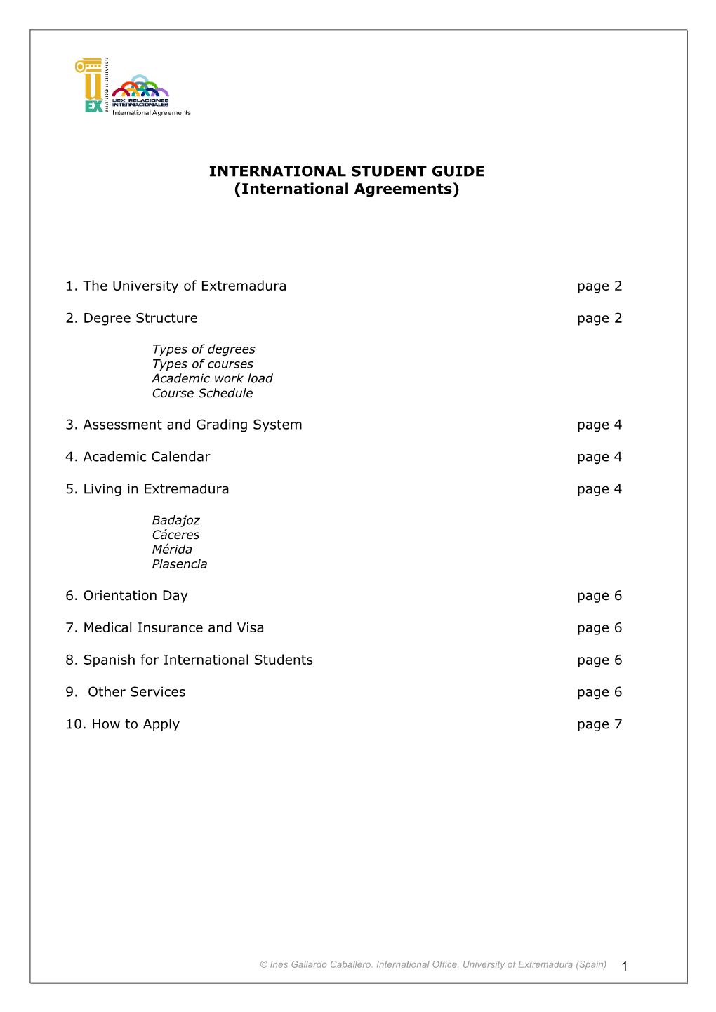 INTERNATIONAL STUDENT GUIDE (International Agreements)