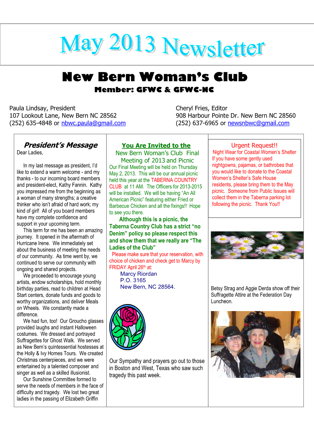 New Bern Womans Club Newsletter 5-13