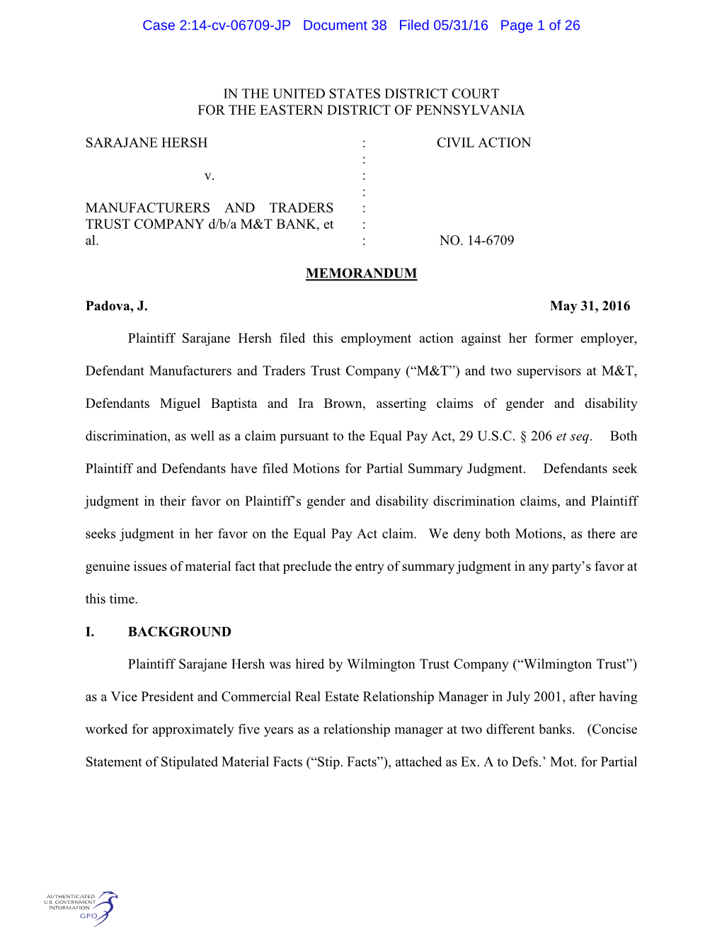 Case 2:14-Cv-06709-JP Document 38 Filed 05/31/16 Page 1 of 26