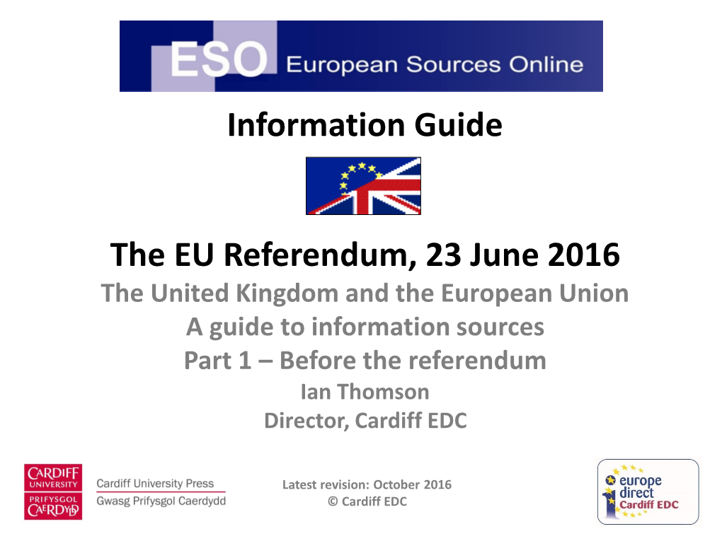 Information Guide the EU Referendum, 23 June 2016