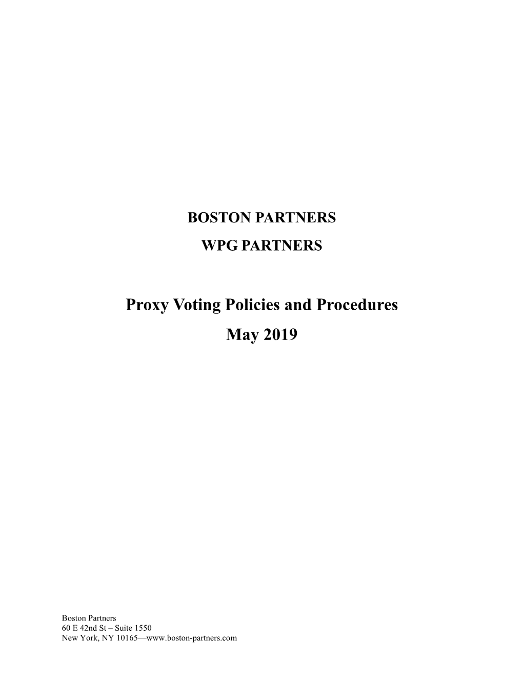 Proxy Voting Policies and Procedures May 2019