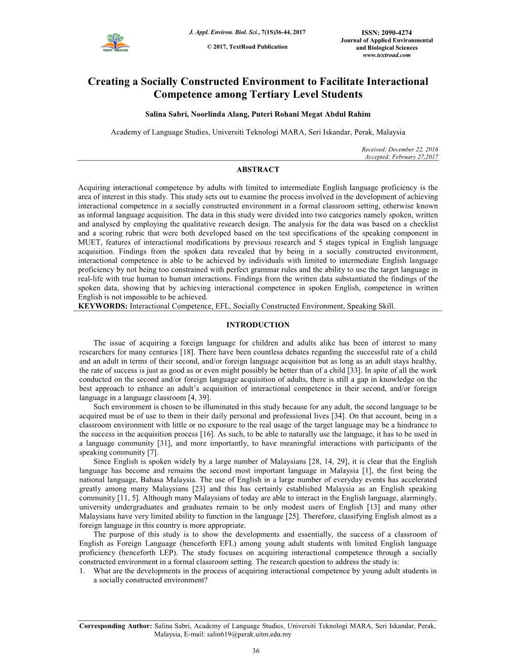 Creating a Socially Constructed Environment to Facilitate Interactional Competence Among Tertiary Level Students