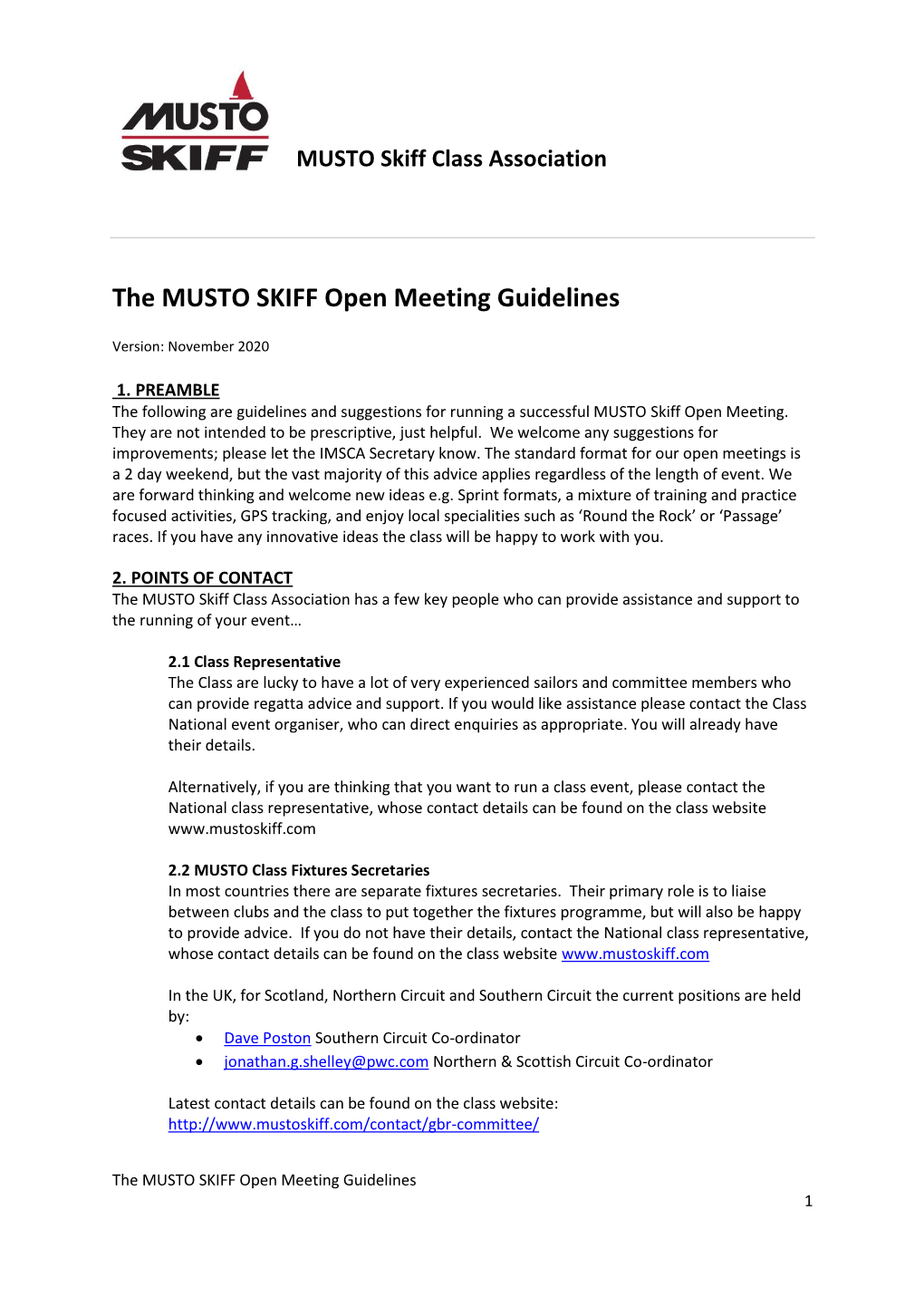 The MUSTO SKIFF Open Meeting Guidelines