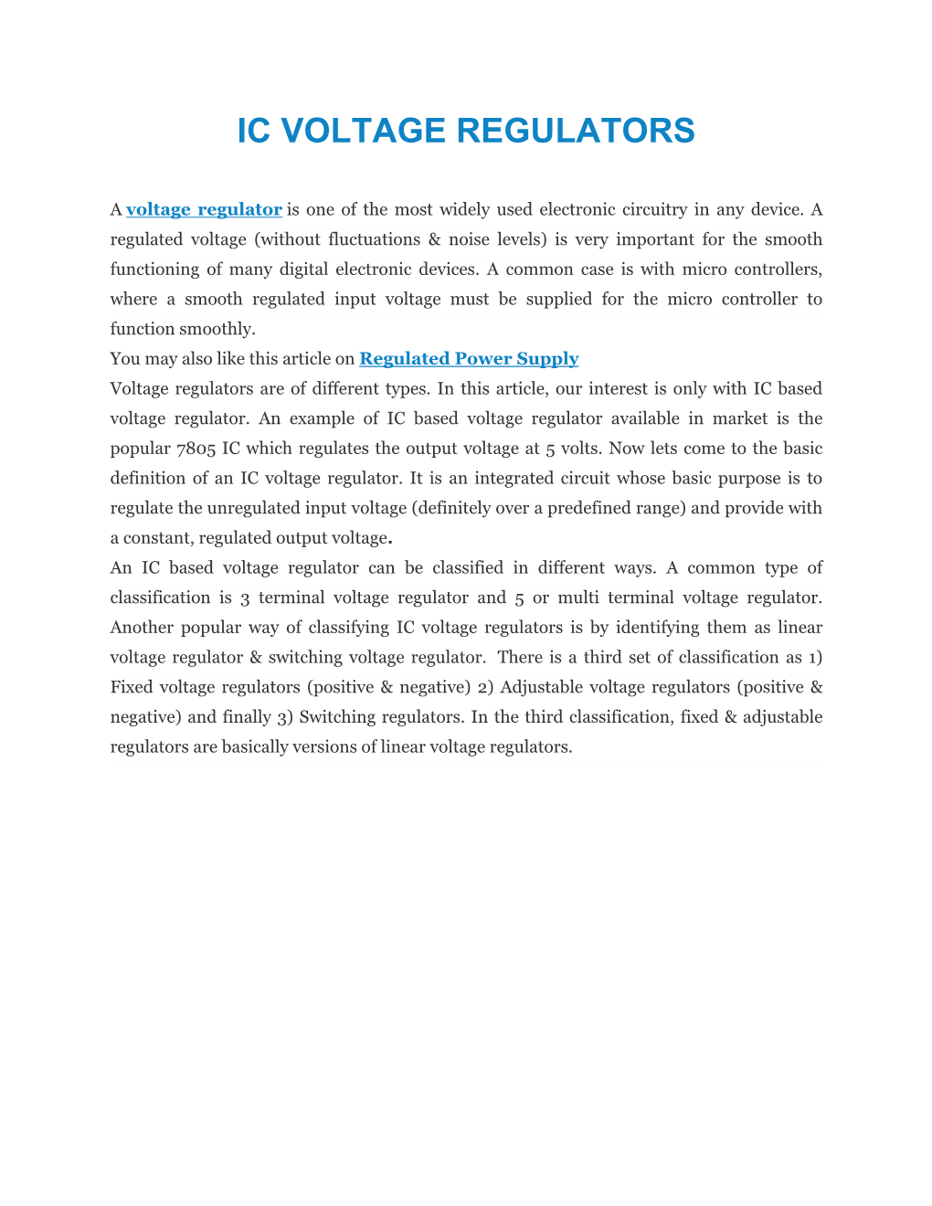 Ic Voltage Regulators