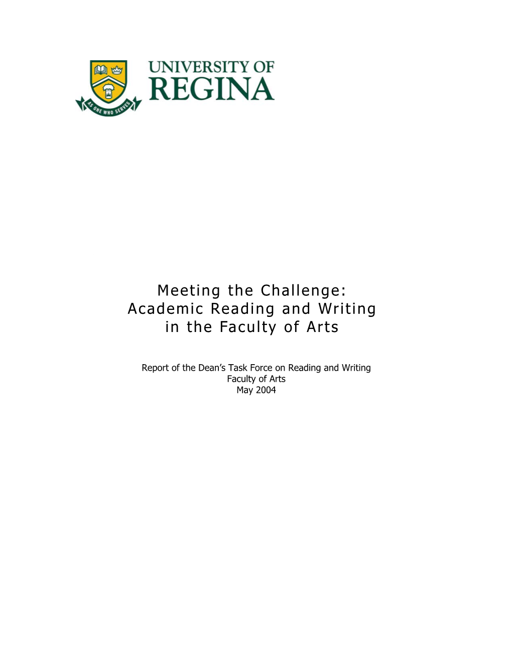Academic Reading and Writing in the Faculty of Arts