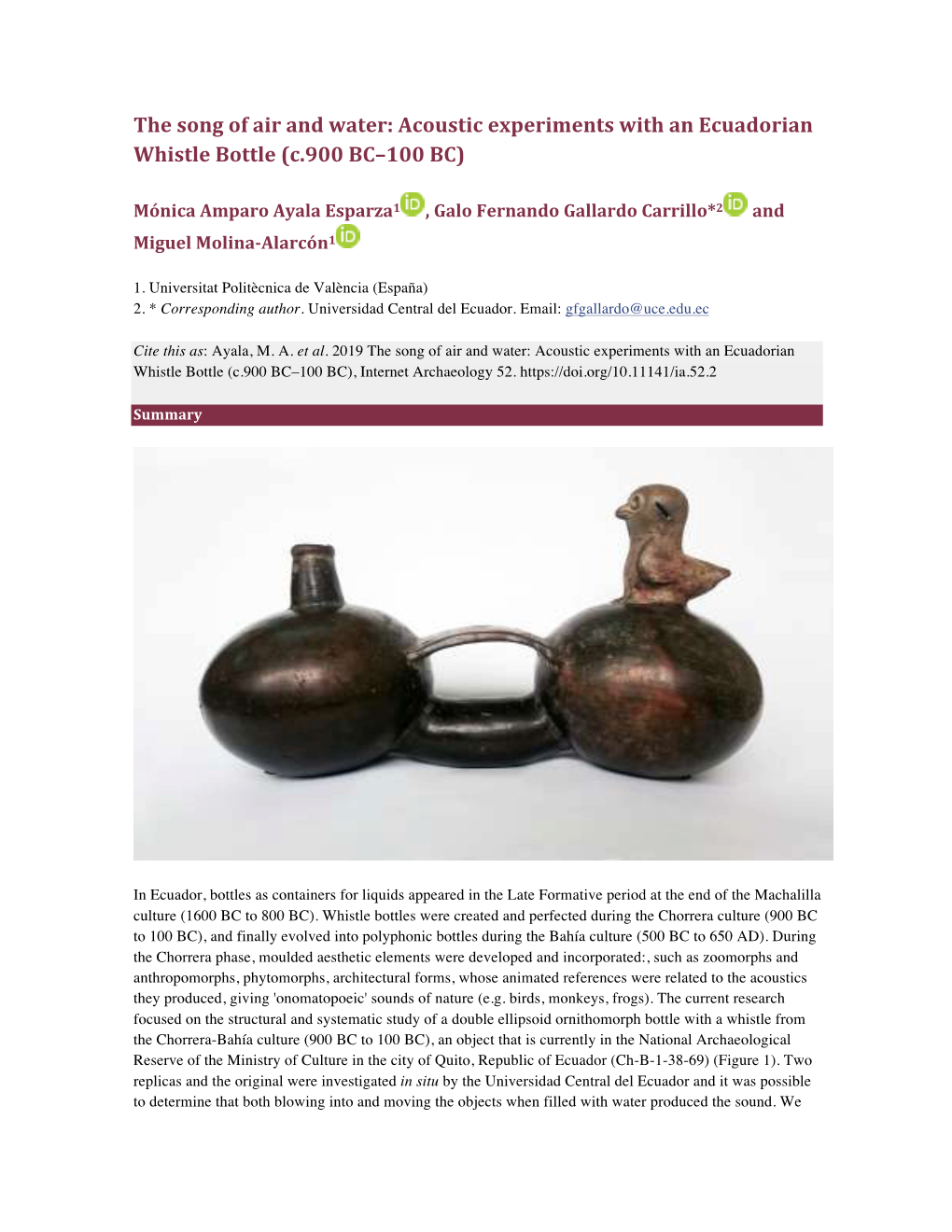 Acoustic Experiments with an Ecuadorian Whistle Bottle (C.900 BC–100 BC)