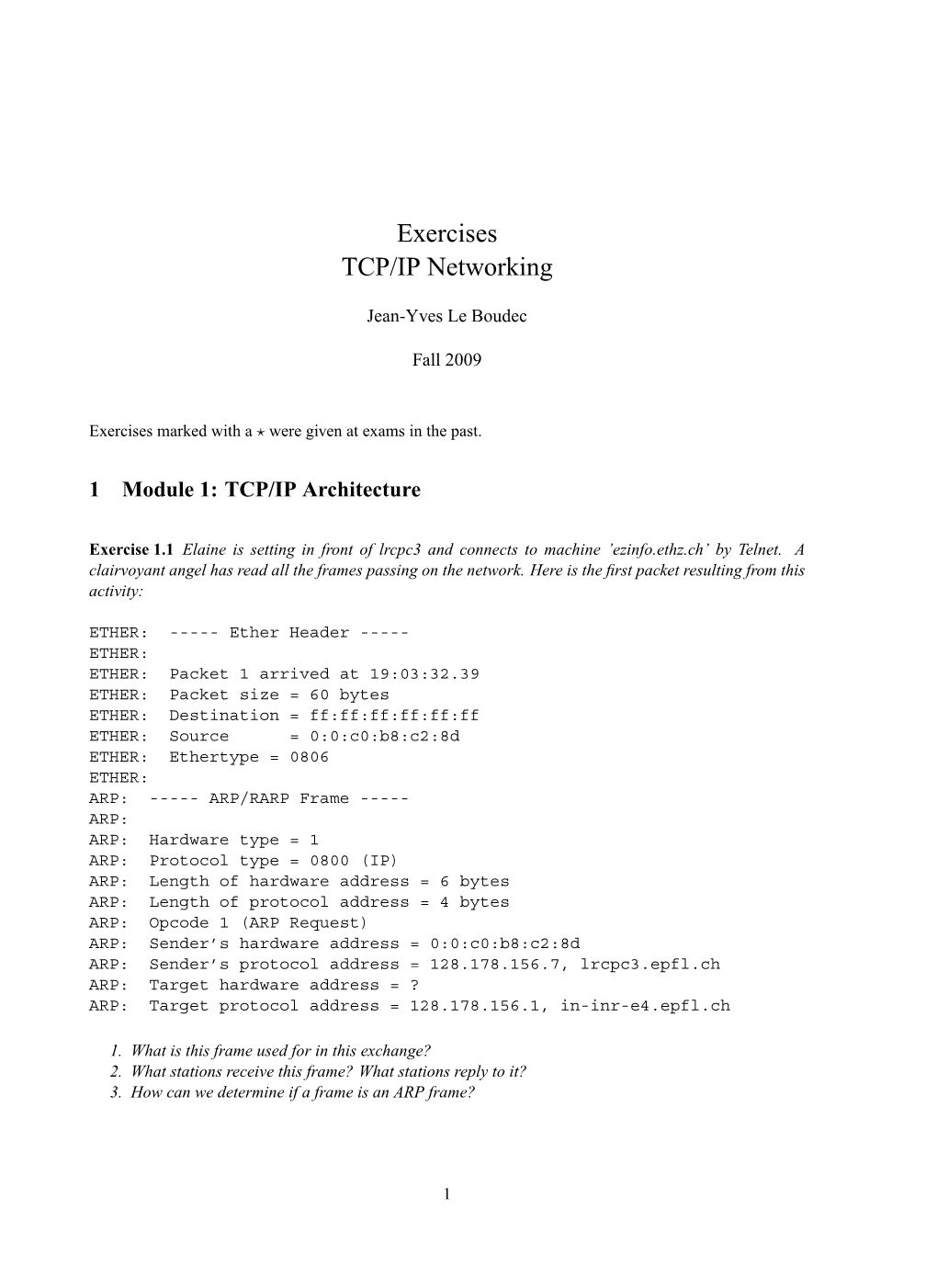 Exercises TCP/IP Networking