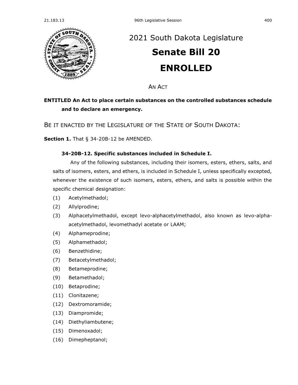 2021 Senate Bill 20