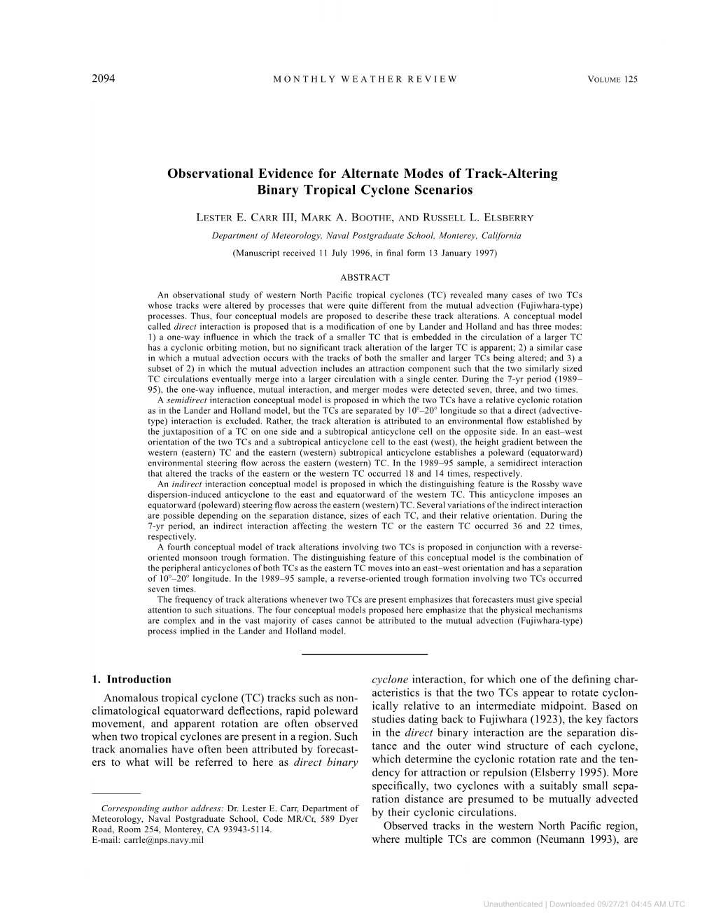 Observational Evidence for Alternate Modes of Track-Altering Binary Tropical Cyclone Scenarios