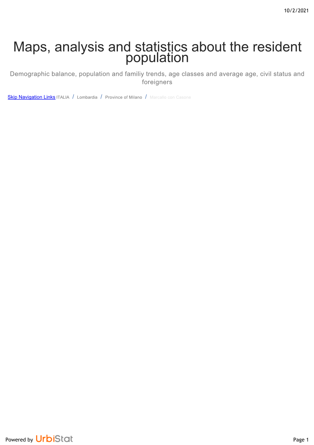 8/24/2021 Page 1 Powered by Foreign Residents in Municipality of MARCALLO CON CASONE by Gender and Its Related Demographic Balan