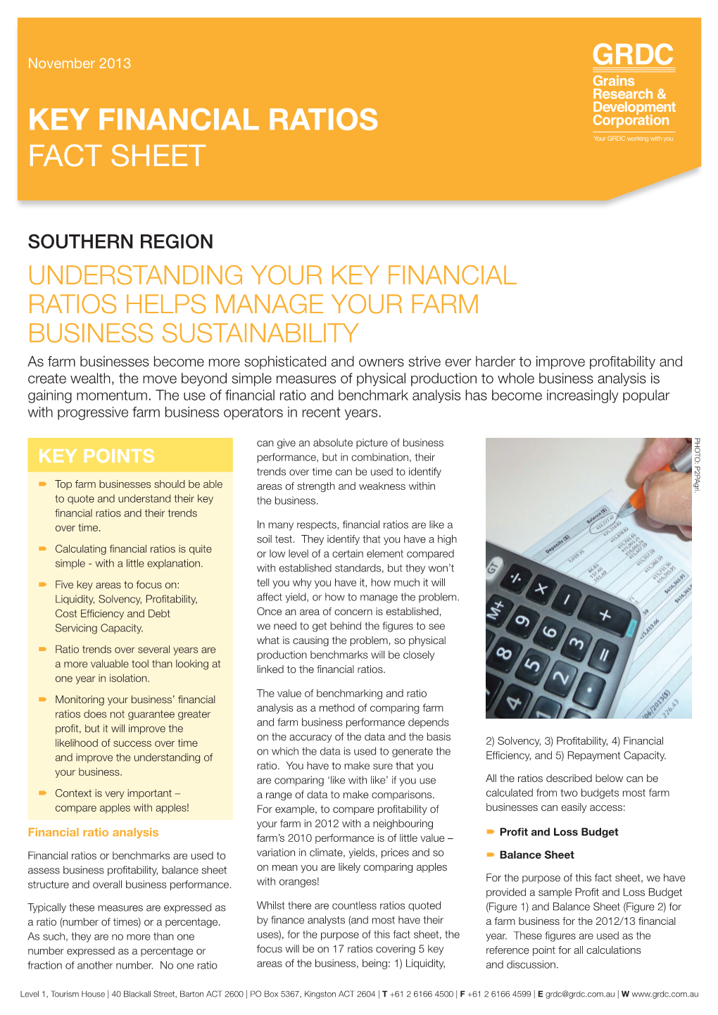 Key Financial Ratios Fact Sheet