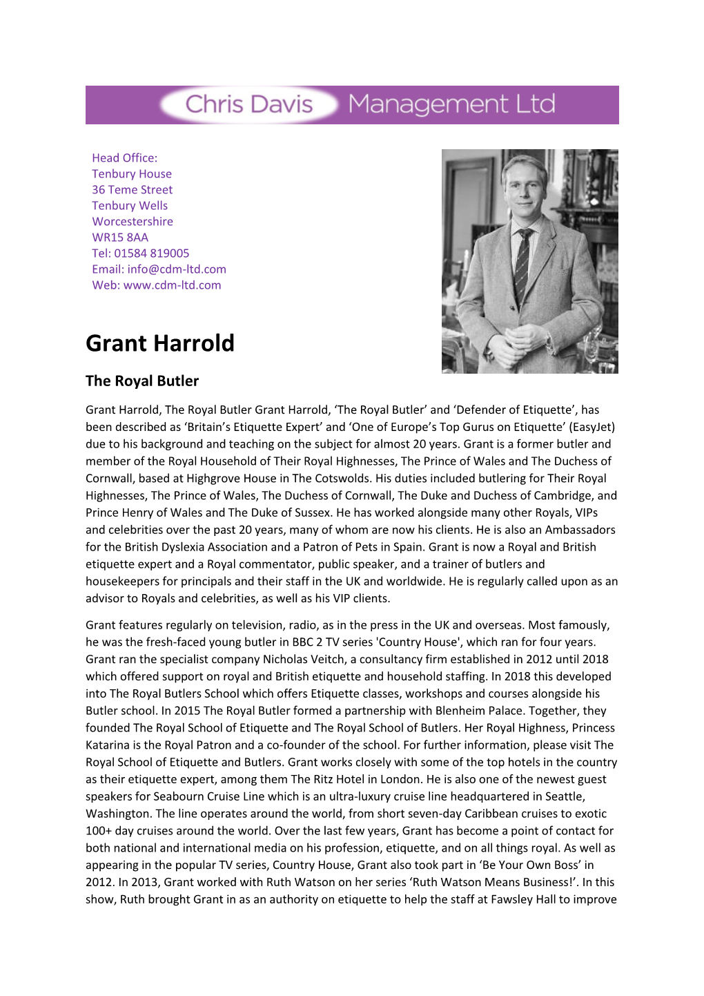 Grant Harrold the Royal Butler