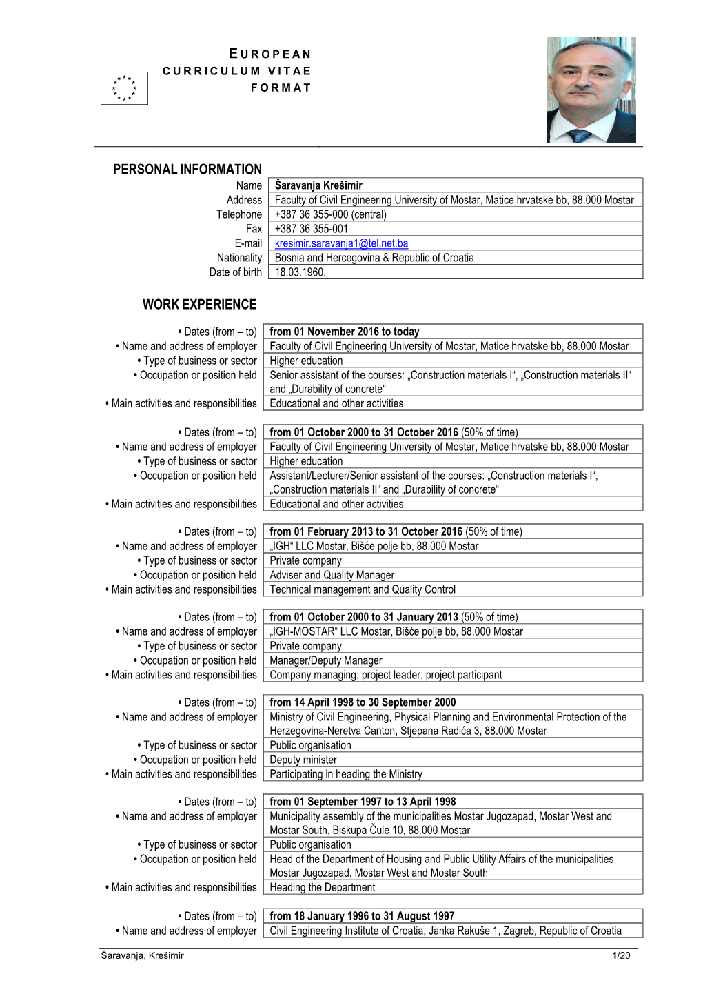 Curriculum Vitae Format