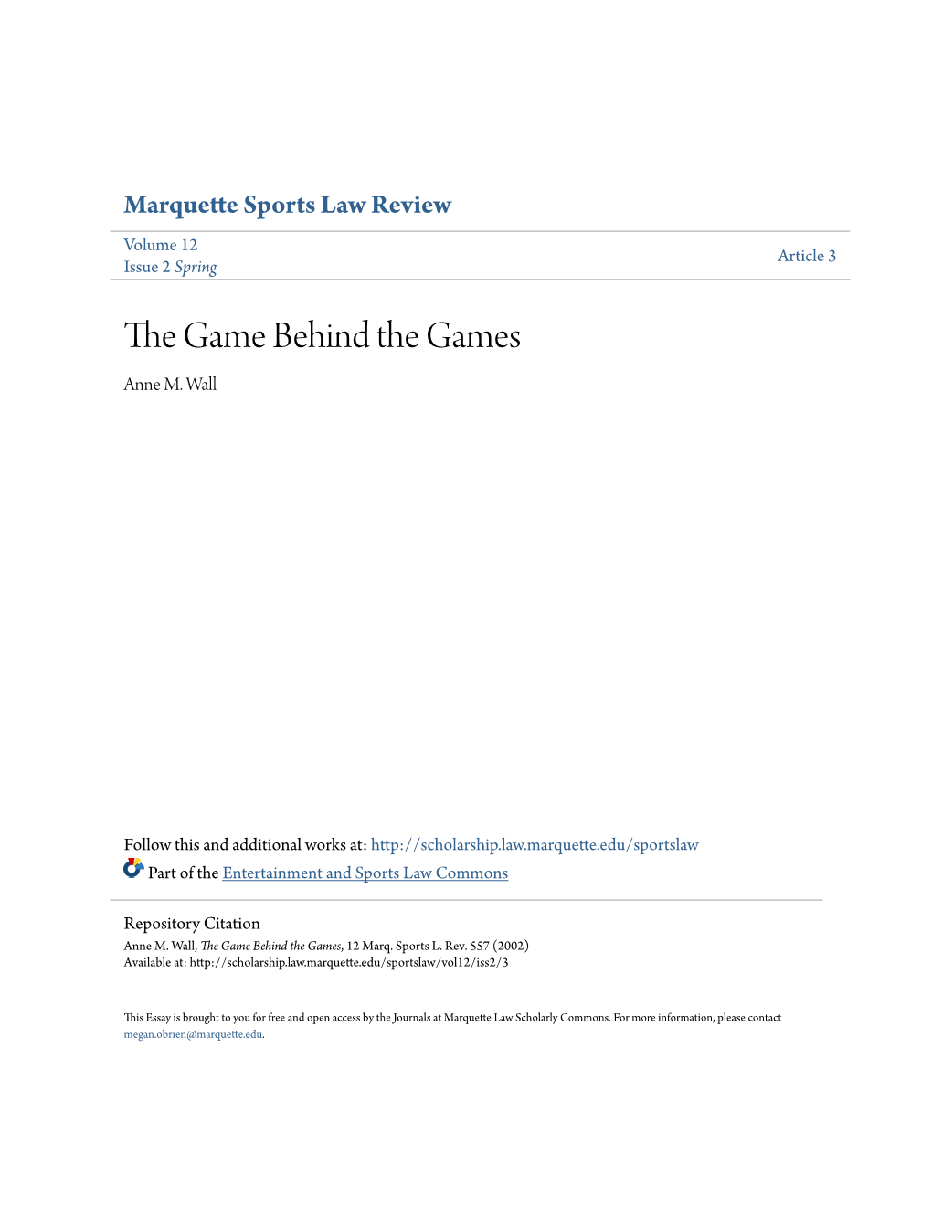 The Game Behind the Games, 12 Marq