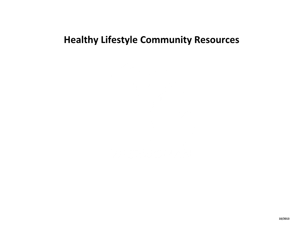 Healthy Lifestyle Community Resources