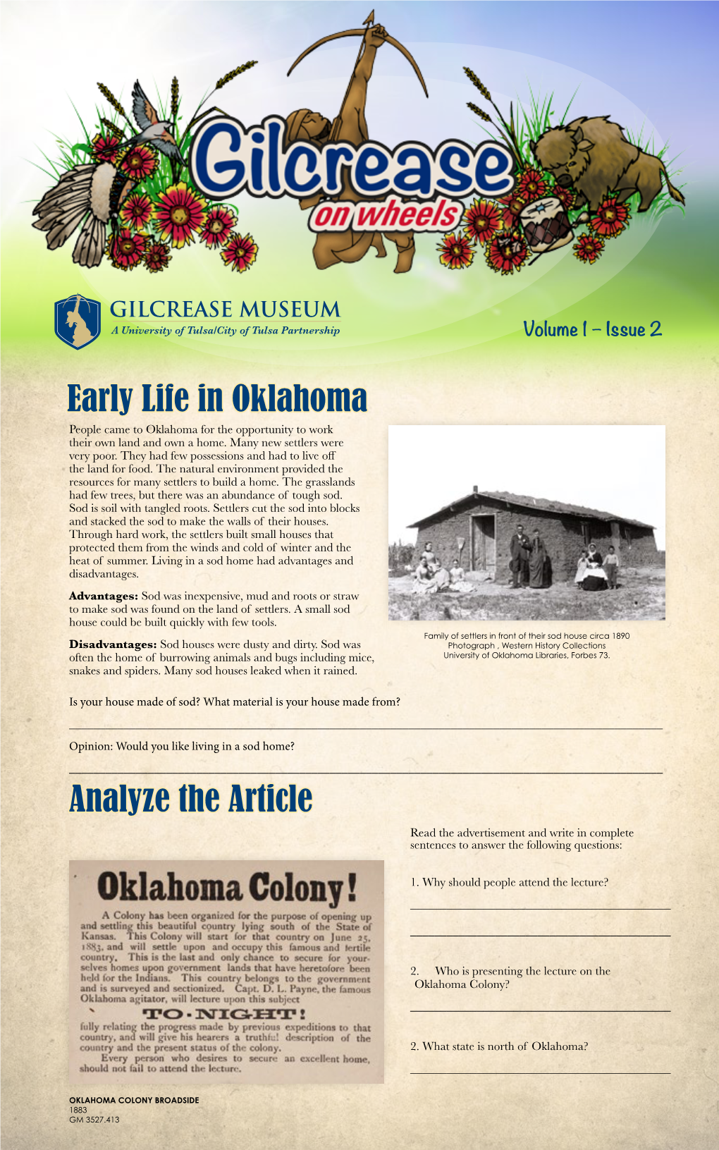 Early Life in Oklahoma Analyze the Article