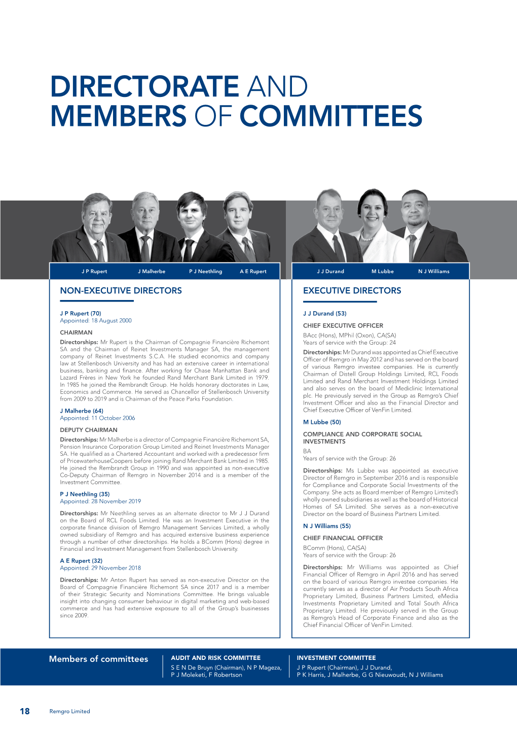 Directorate and Members of Committees